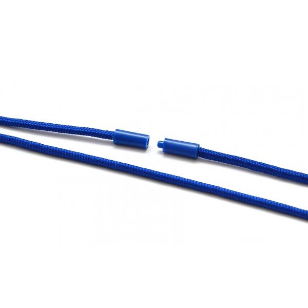 Cordon rond polyester 4 mm - bleu roi (293 C) avec rupture sécuritaire et attache mousqueton_0