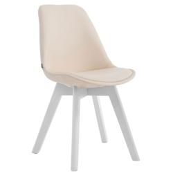 Décoshop26 - Chaise de salle à manger x1 style scandinave en PVC crème support 4 pieds en bois couleur blanc 10_0003753 - blanc 3000251747232_0