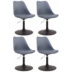 Décoshop26 - Lot de 4 chaises de salle à manger pivotante hauteur réglable en plastique gris et pied trompette en métal noir 10_0001811 - gris 300_0