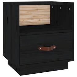 Décoshop26 - Table de chevet avec tiroir et compartiment ouvert 40 x 34 x 45 cm bois de pin noir DEC034419 - noir 3000260096628_0