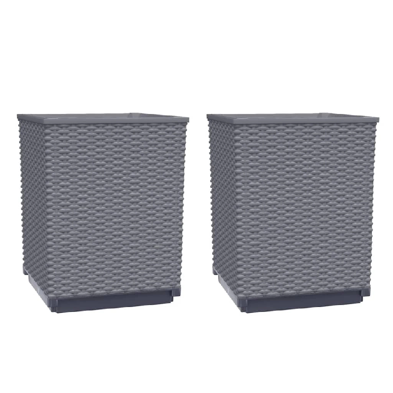Helloshop26 - Jardinière bac lit surélevé plantes fleurs jardin terrasses lot de 2 30 x 30 x 37 cm polypropylène gris 02_0038924 - 3000217991471_0