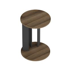Helloshop26 - Table d'appoint ronde effet noyer / anthracite 03_0008604 - 3001940347764_0