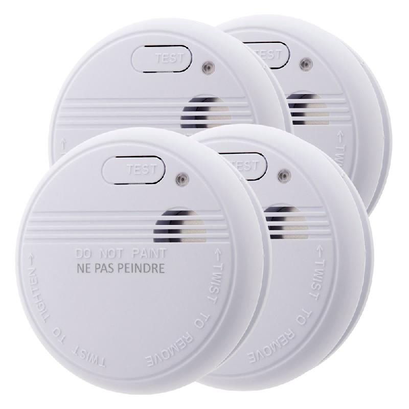 Lot de 4 détecteurs de fumée NF - Garantie 5 ans - Autonomie 3 ans - Livrés avec piles et accessoires - Otio_0