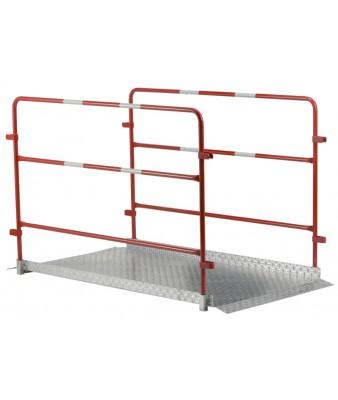 Passerelle de chantier pour tranchée avec garde-corps démontable et bandes réfléchissantes_0