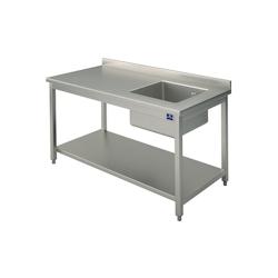 Mastro Plonge Inox avec Bac et Dosseret 1 Étagère - Profondeur 600 mm - Virtus - l200- L- P60- h85- - 0698142031114_0