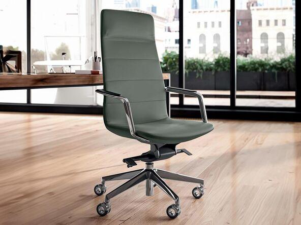 Fauteuil de direction Dioris - structure chromée - revêtement cuir pleine fleur - base chromée - fabriqué en Italie_0