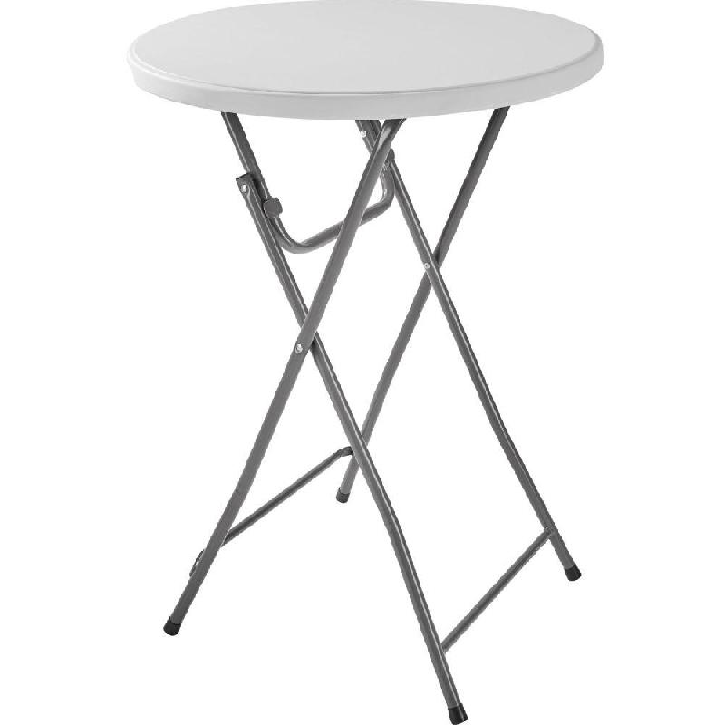 Table mange-debout pliant et rabattable - Diamètre 80 cm - Blanc - Pratique et légère - Réf. 2008197_0