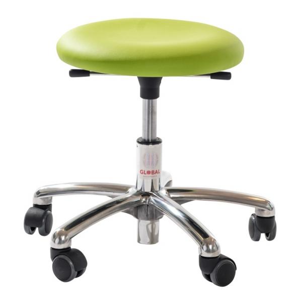 Tabouret ergonomique petite enfance - Base alu - Assise simili cuir vert - Rembourrage 30 mm - Rolléco_0