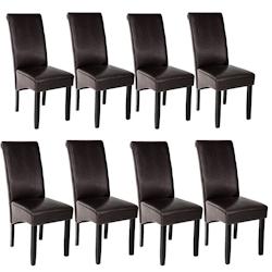 Tectake Lot de 8 chaises aspect cuir - marron -403989 - marron matière synthétique 403989_0