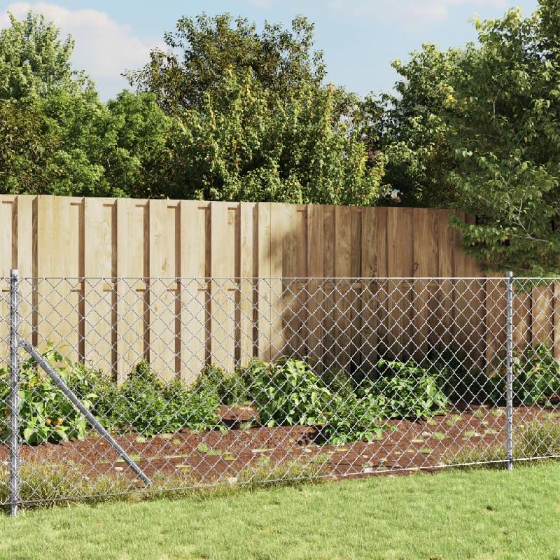 Vidaxl clôture à mailles losangées avec ancrage argenté 1,1x25 m 154026_0