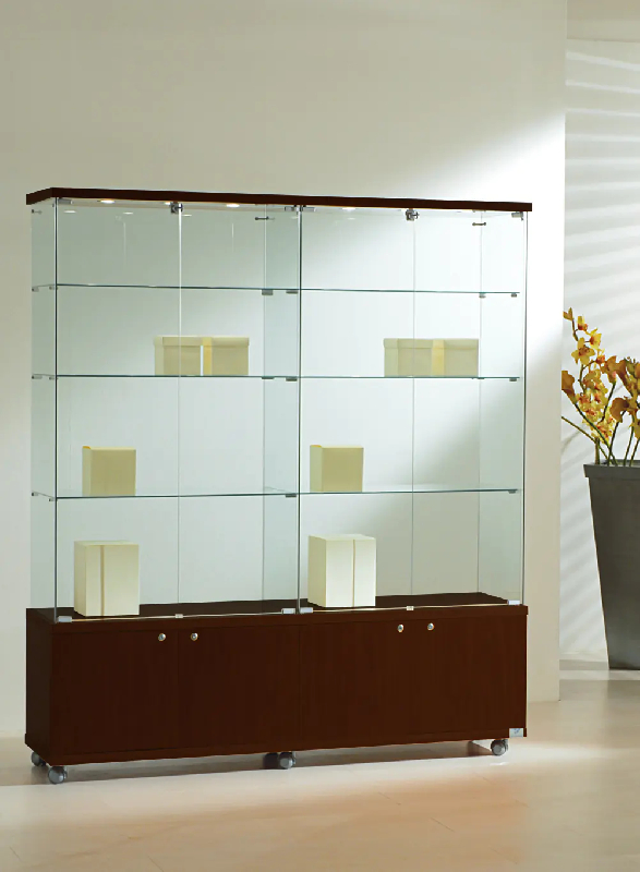 Vitrine d'exposition 16/18LMVA - bois et verre trempé - finition wengé - 157x40x181 cm_0