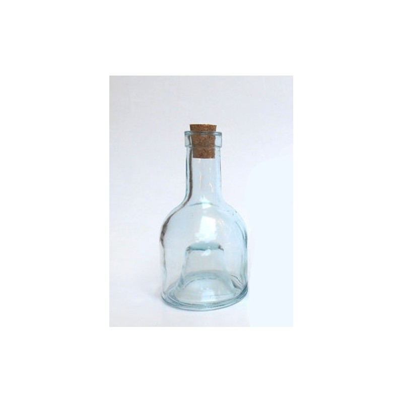 1 bouteille 16 cm a empiler (sans la base) en verre recycle, avec bouchon en liege_0