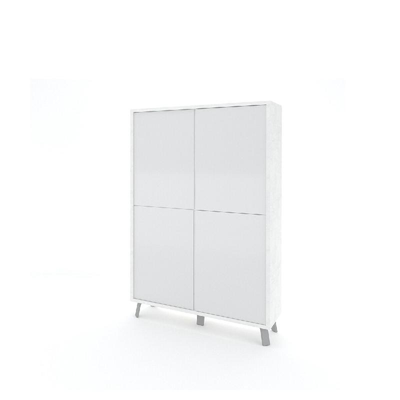 AQA Design Buffet haut VENBRUK en mélamine blanc pierre/blanc brillant L.108 P.41 H.161 MP07038 - multicolore Bois manufacturé MP07038_0