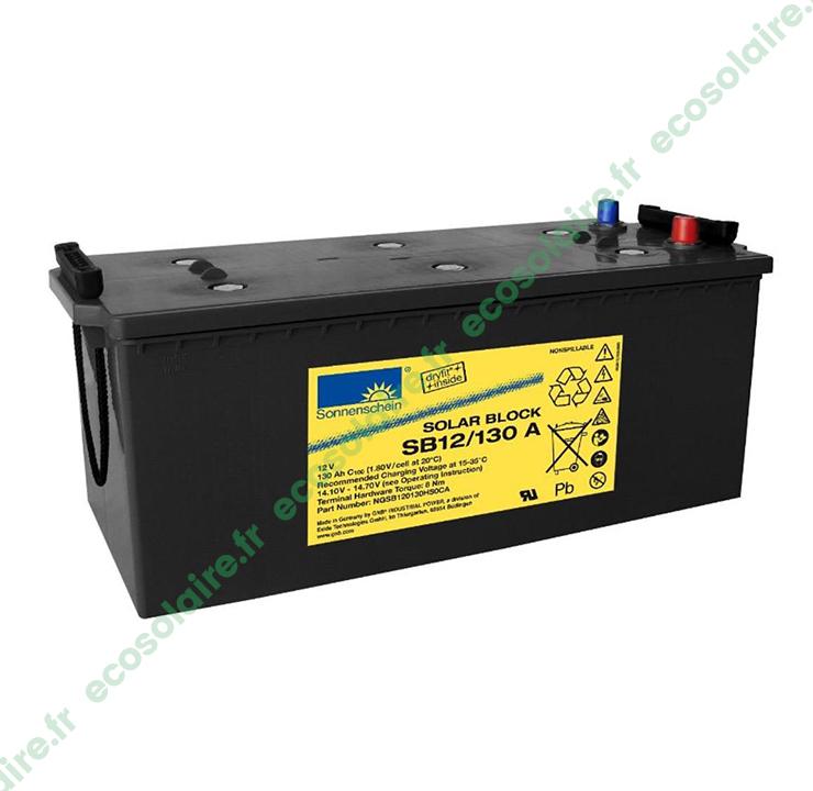 Batterie Sonnenschein Solar Block SB12/130 - 130Ah 12V - Étanche au gel - Avec 2 colliers et 2 capuchons_0