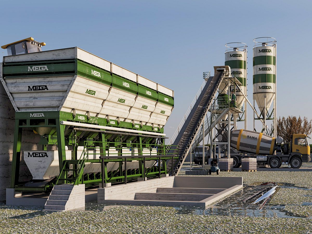 Centrale à béton de 30 m³ - Mélangeur planétaire 0.75 L, trémie d'agrégats 24 m³ et silo à ciment 45 tonnes_0