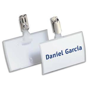 Durable - Boîte de 25 porte-badges Click Fold en polypropylène rigide avec clip métal - 90x54 mm - Transparent_0