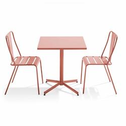 Oviala Business Ensemble table inclinable de terrasse et 2 chaises argile - Oviala - rose acier 109476_0