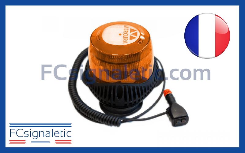 Gyrophare Gyroled M130 orange embase magnétique prise allume cigare classe 2 STANDBY MERCURA_0