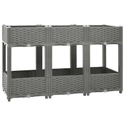 Helloshop26 - Jardinière bac lit surélevé plantes fleurs terrasse jardin 120 x 40 x 71 cm polypropylène gris 02_0039205 - 3000218442736_0