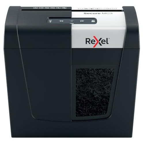 Rexel destructeur Secure MC3 - 3 feuilles + agrafes/trombones, coupe micro, P-5, corbeille 10L - Référence 2020128EU_0
