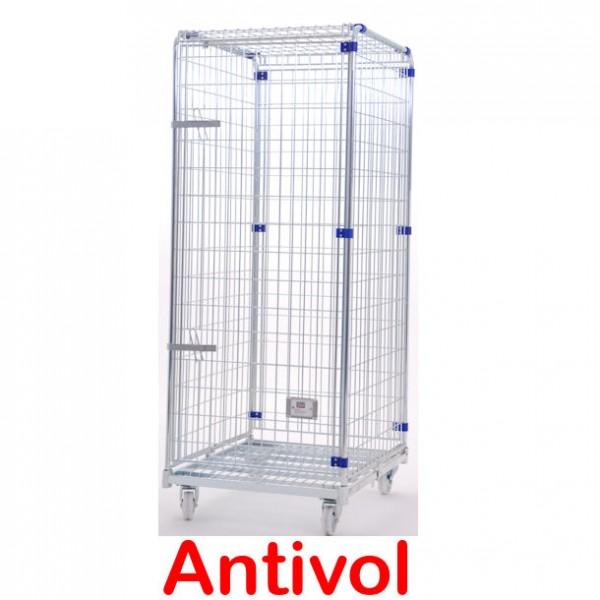 Roll conteneur 4 côtés antivol - maillage fin - fermeture par cadenas - sans étagère - robuste et démontable_0