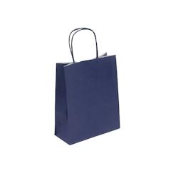 Sac boutique poignées torsadées bleu navy 18+8x22cm par 300 - Gimex - papier kraft blanc lisse 90g_0