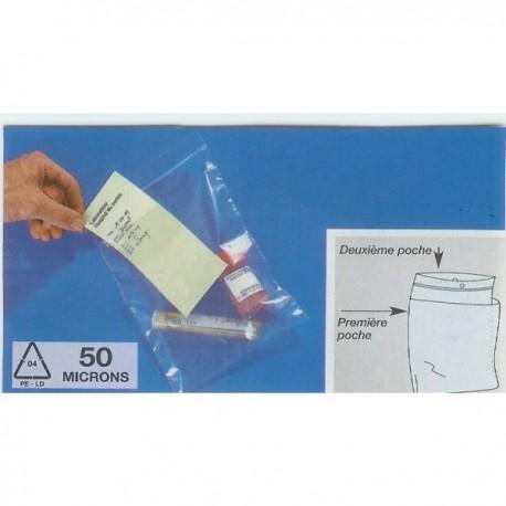 Sacs et sachets plastiques kangourou zip double poche - PEBD 50 microns - 180 x 250 mm - Qualité alimentaire_0