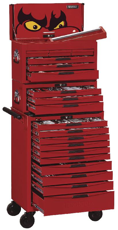Servante d'atelier à outils professionnelle rouge 19 tiroirs haute Teng Tools TCSTORMM_0