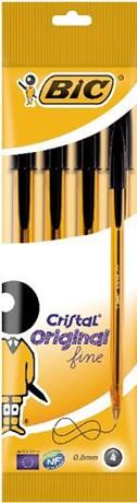 STYLO BILLE CRISTAL FINE NOIR (VENDU PAR 4)