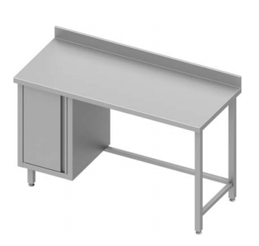 Table de travail inox adossée avec placard  à gauche sans étagère 1900x700x900 - 930487190_0