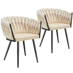TecTake GmbH tectake Lot 2 chaises de salle à manger en velours design noué sables - 405332 - beige acier 405332_0