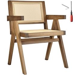 TecTake GmbH tectake Chaise de salle à manger cannage viennois et accoudoirs chêne clair - 405888 - beige Bois massif 405888_0