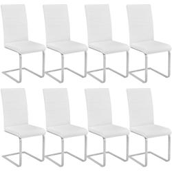 Tectake Lot de 8 chaises Rembourrées en cuir synthétique ergonomique blanc - 404128 - blanc matière synthétique 404128_0