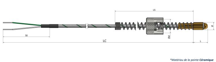 Thermocouple de surface baïonnette avec pointe en céramique - TS32 - Types multiples, classes et dimensions variées_0