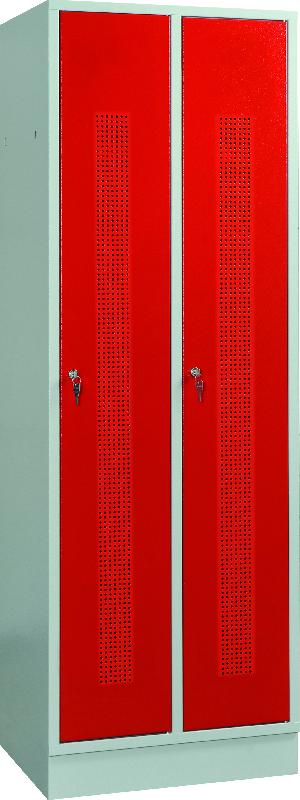 Vestiaire métallique 2 portes rouges perforées MW Tools KL20R_0