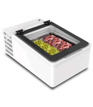 Vitrine de comptoir pour crèmes glacées Mini Cream - acier inox, isolation mousse polyuréthane, éclairage LED_0