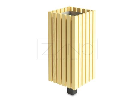 Poubelle publique Onis 03.058.Sc - Zano - 60L - avec poteau inox et parement bois_0