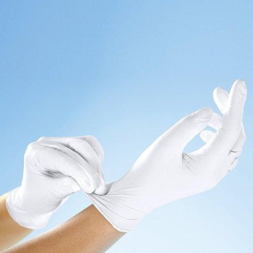 Gants jetables Franz Mensch Safe Light - nitrile blanc sans poudre - taille M - 240 mm - adaptés aux aliments_0