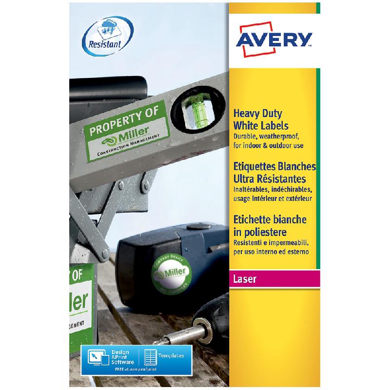 280 ÉTIQUETTES ADHÉSIVES ULTRA RÉSISTANTES COLORIS BLANC L7063 AVERY, LA BOÎTE
