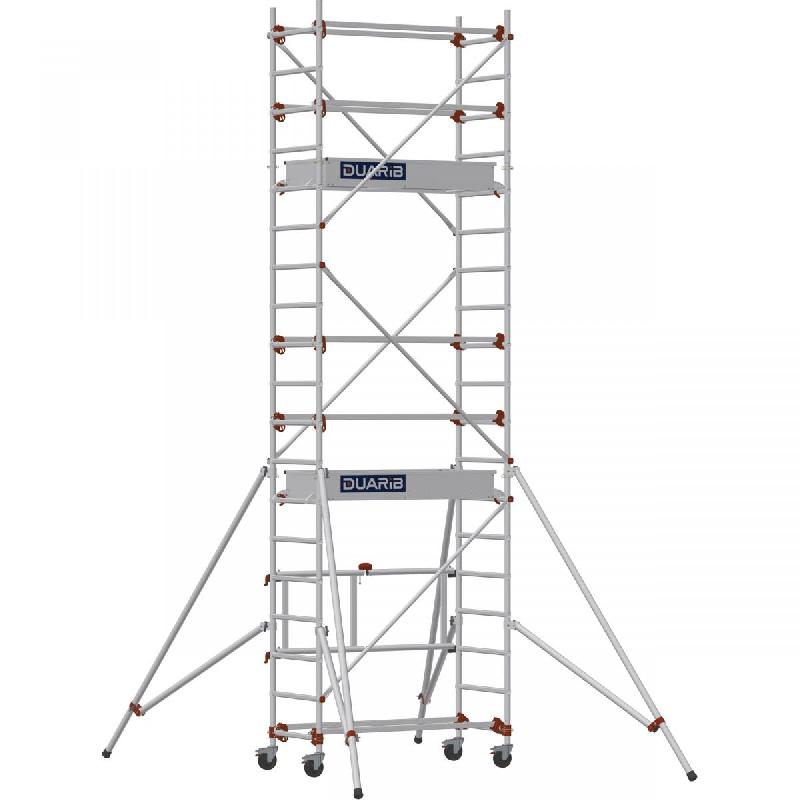 Échafaudage roulant aluminium AL 135 version base pliante - Hauteur de travail : 5,80 m - DUARIB - 613154_0