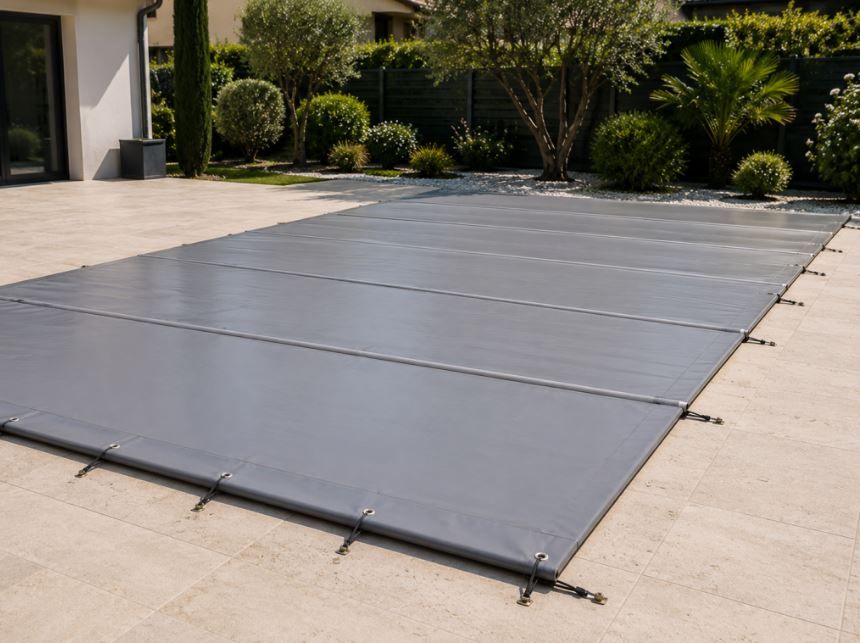 Bâches à barres pour piscine - Sécurité enfants - Aluminium rigide - Utilisable toute l'année_0