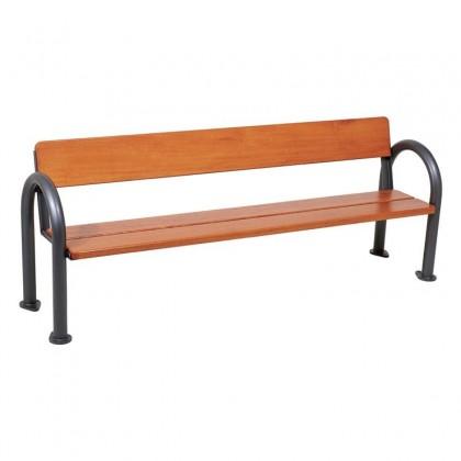 Banc public Vercors - structure acier Ø 60 mm - assise bois exotique FSC - longueur 2 000 mm_0