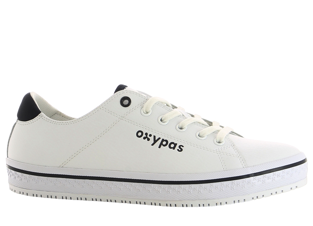 BASKETS EN CUIR BLANCHE ET BLEU PAOLA POUR FEMME