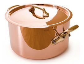 Bassine à ragoût avec couvercle Mauviel M'Héritage M'250B - cuivre 2,5mm - monture bronze - 24cm - 6L_0