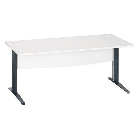 BUREAU DROIT EXCELLENS L 180 CM BLANC PIÉTEMENT '' L'' MÉTAL ANTHRACITE