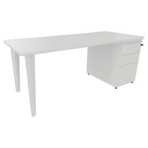 BUREAU EVIDENCE 180X80 BLANC CAISSON PORTEUR/PIED ANTHRACITE - VINCO