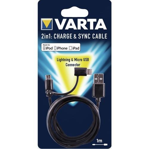 CÂBLE 2 EN 1 - MICRO USB + APPLE - 1M VARTA