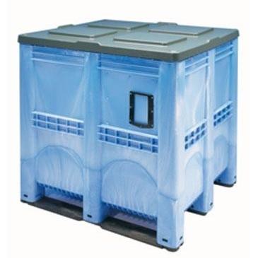 Caisse-palette plastique gros volume - Gris ou bleu - Contact alimentaire - 3 semelles - Rolléco_0