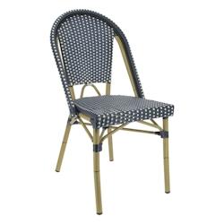 Chaise ANTIBES en rotin synthétique style bistrot pour extérieur - TIGAONE - bleu 3701680314797_0