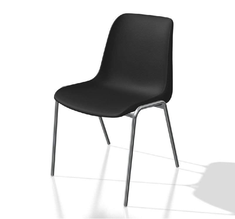 CHAISE COLLECTIVITÉ COQUE UNIVERSELLE - POLYPROPYLÈNE - NOIR - PIEDS MÉTAL CHROMÉ - LOT DE 6